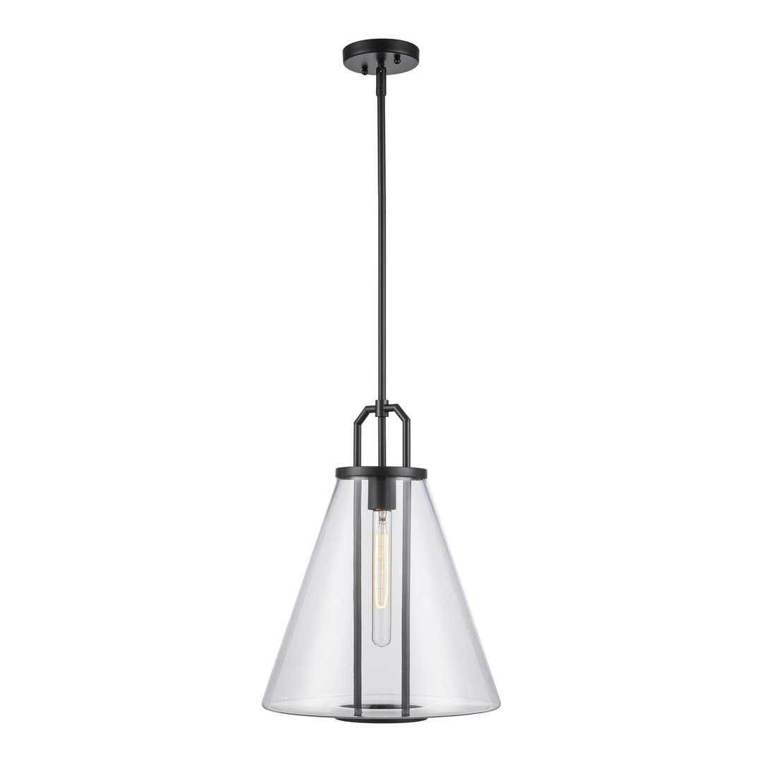 1-Light with Cone Glass Shade - Black