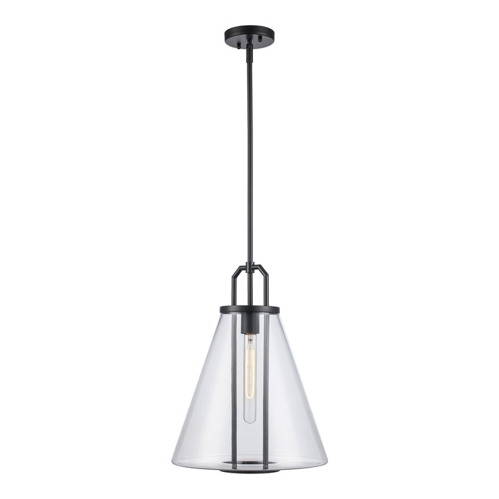 1-Light with Cone Glass Shade - Black