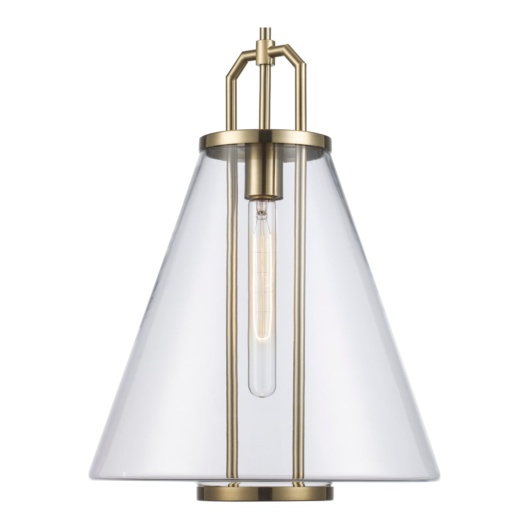 1-Light with Cone Glass Shade - Antique Gold