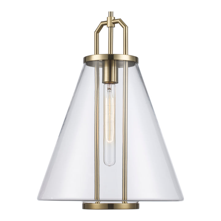 1-Light with Cone Glass Shade - Antique Gold