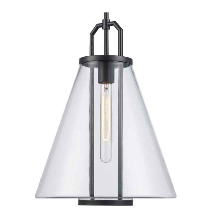 1-Light with Cone Glass Shade - Black