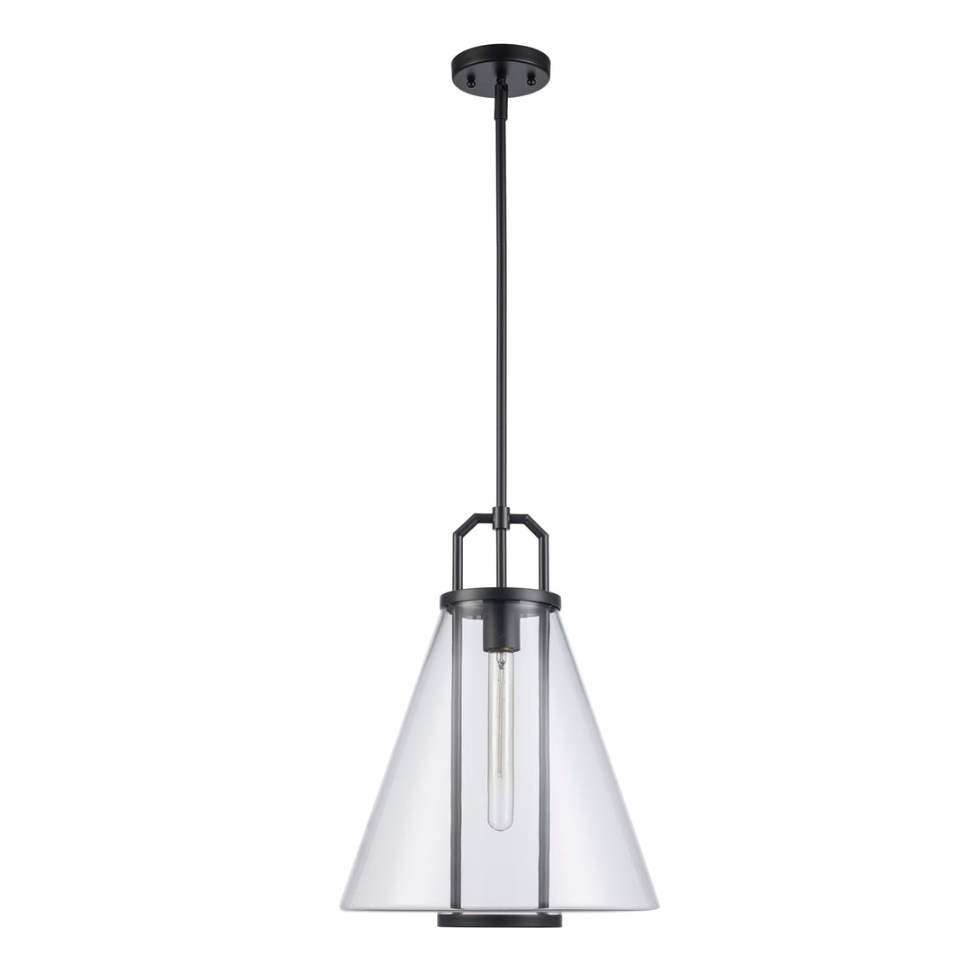 1-Light with Cone Glass Shade - Black