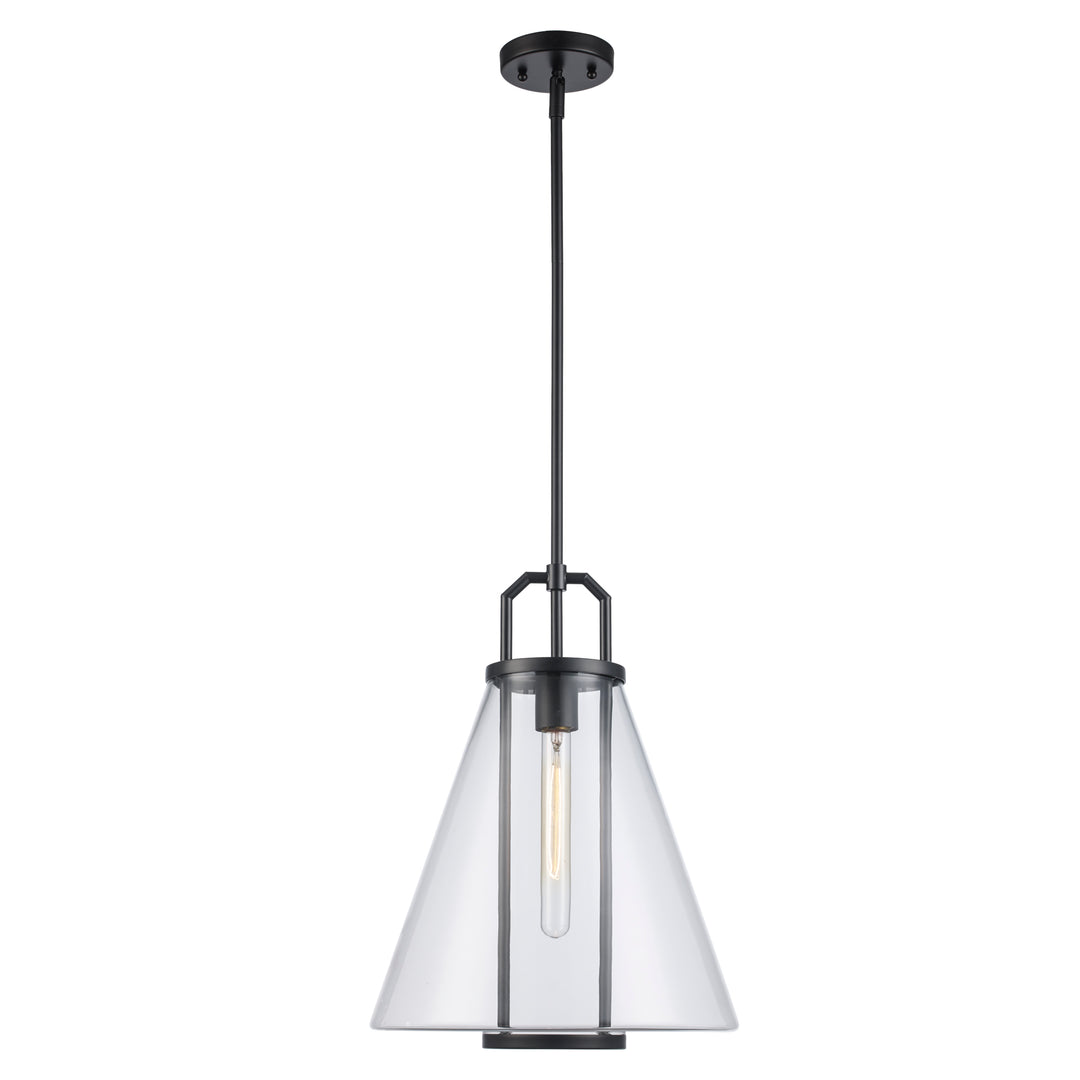 1-Light with Cone Glass Shade - Black