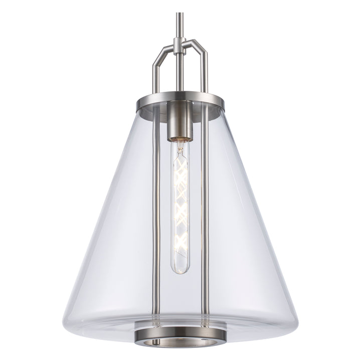 1-Light with Cone Glass Shade -  Brushed Nickel