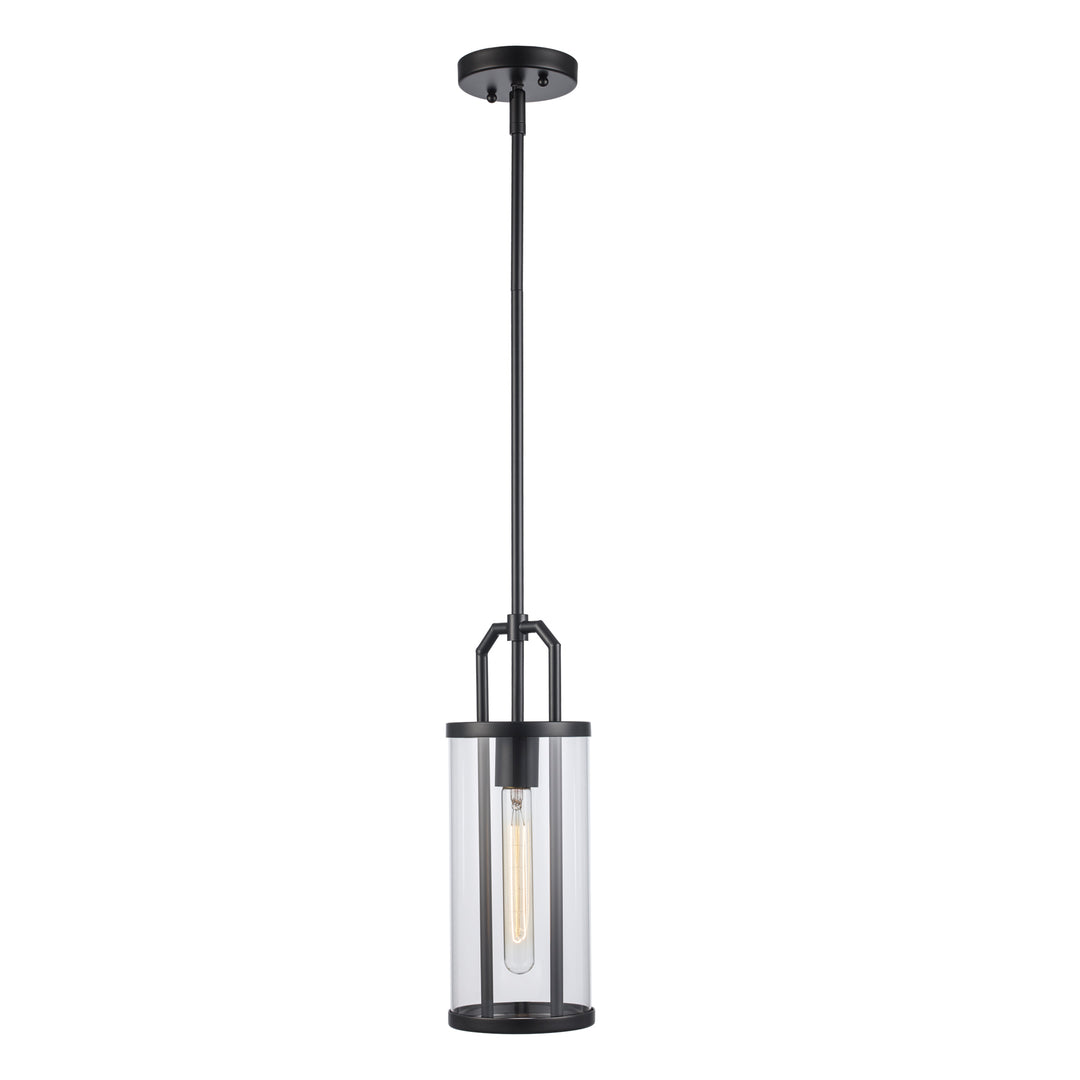 River 1-Light with Cylinder Glass Shade - Black