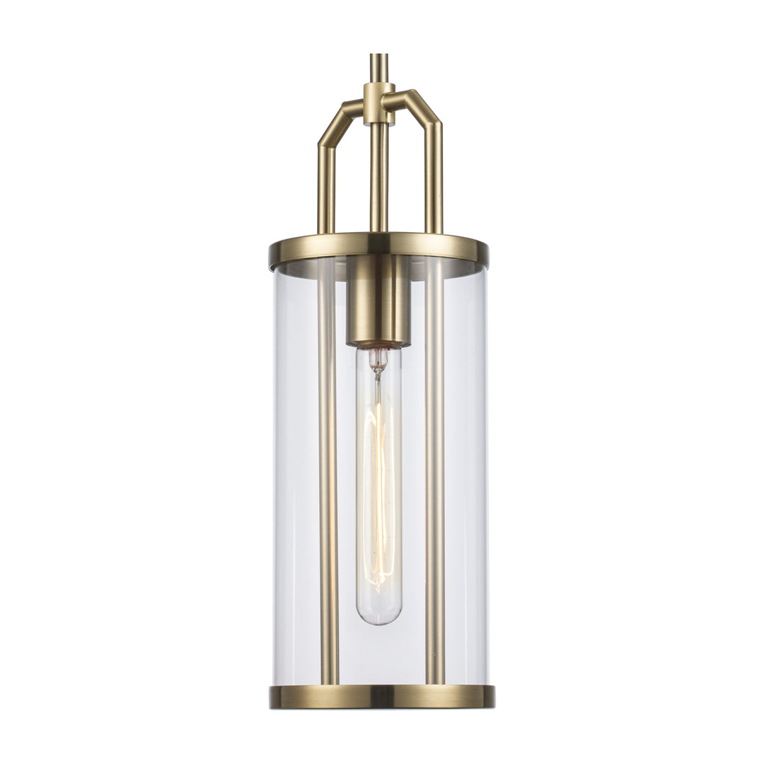 River 1-Light with Cylinder Glass Shade - Antique Gold