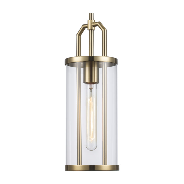 River 1-Light with Cylinder Glass Shade - Antique Gold