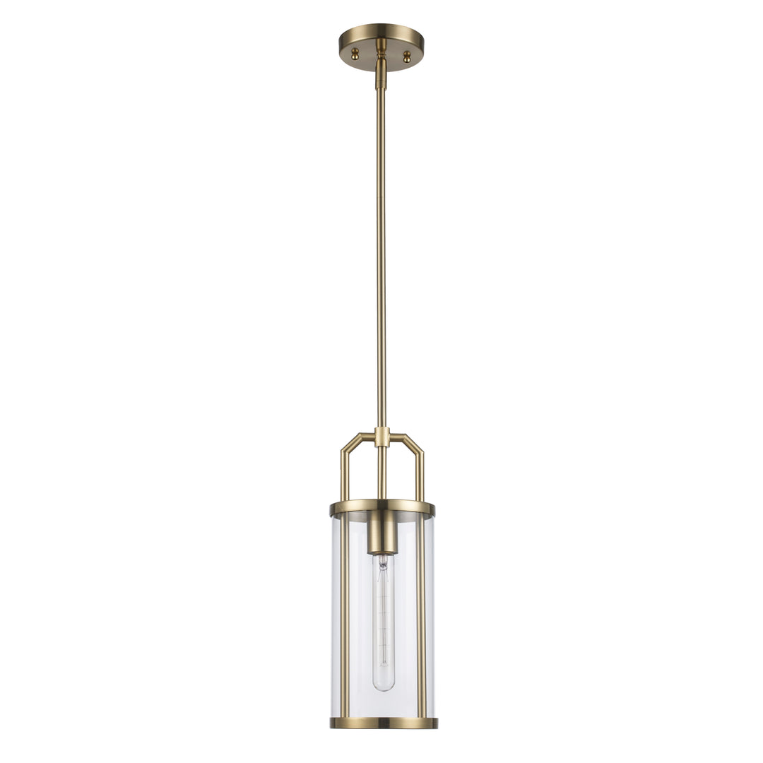 River 1-Light with Cylinder Glass Shade - Antique Gold