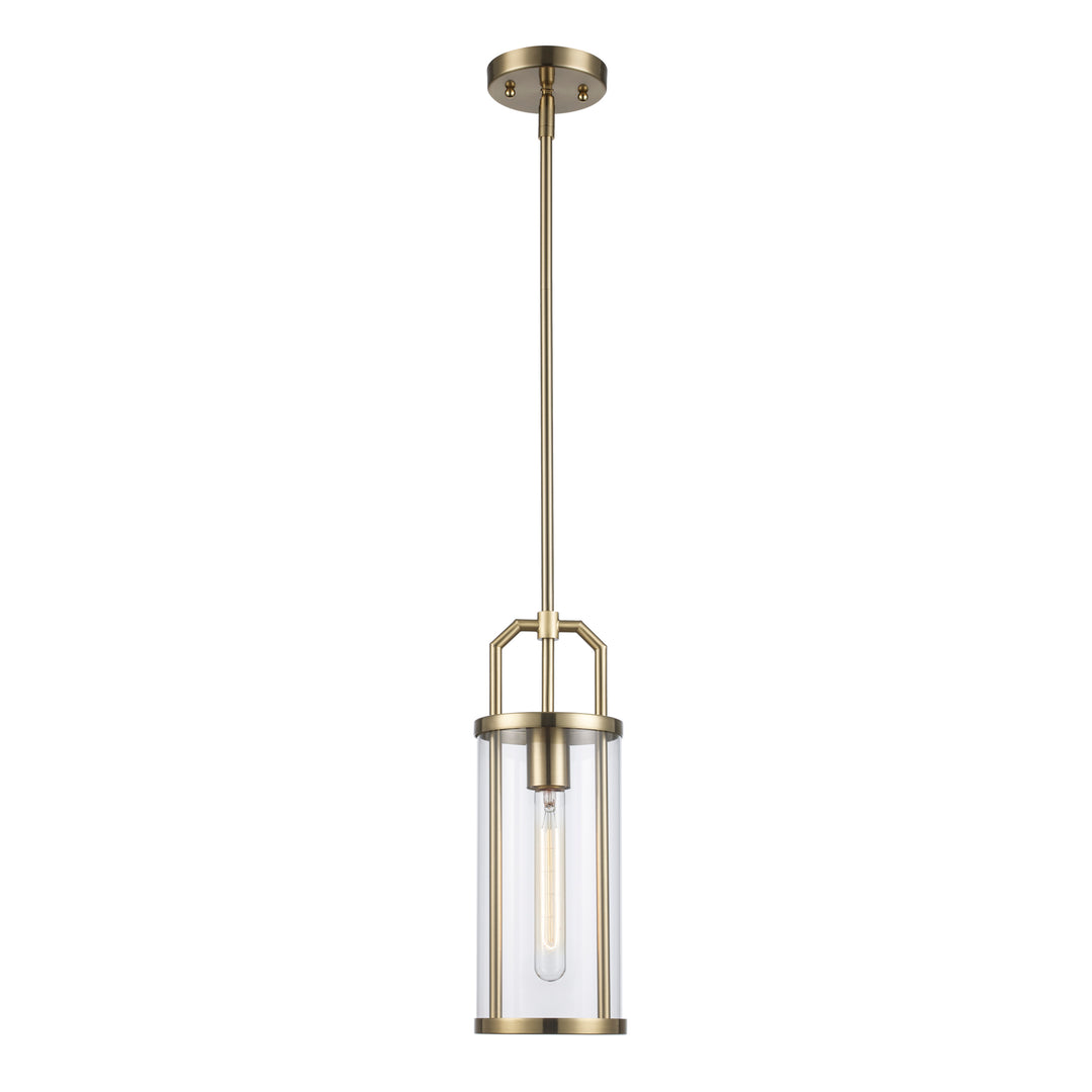 River 1-Light with Cylinder Glass Shade - Antique Gold