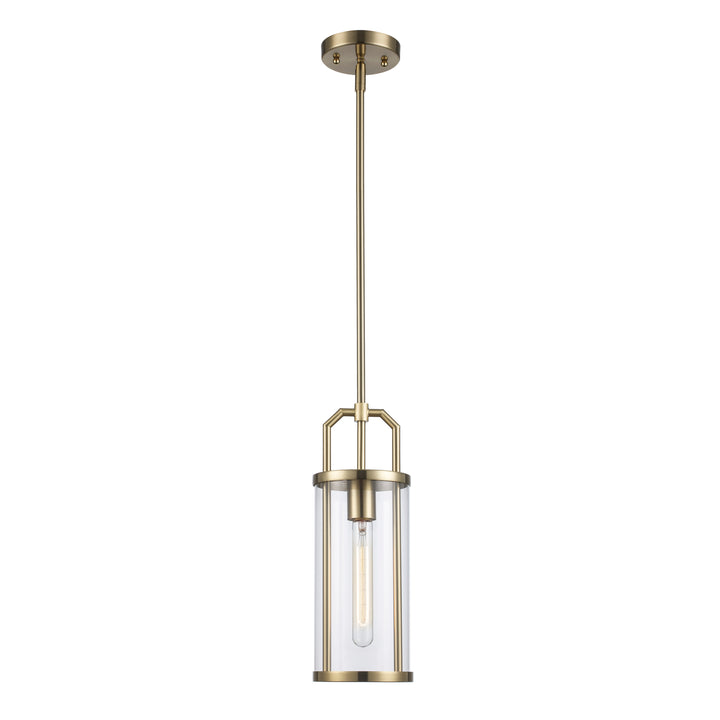 River 1-Light with Cylinder Glass Shade - Antique Gold