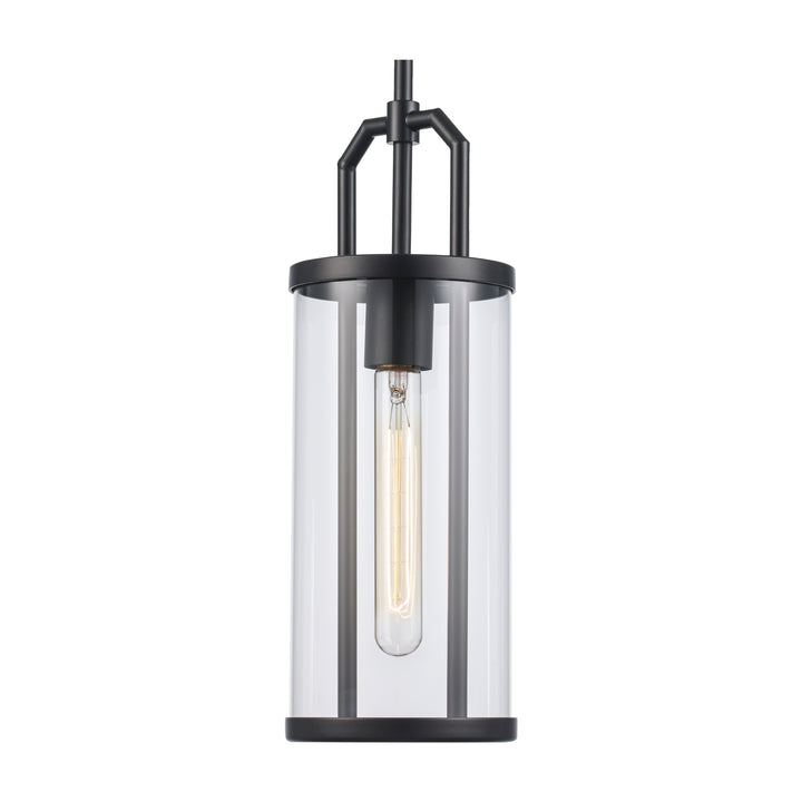 River 1-Light with Cylinder Glass Shade - Black