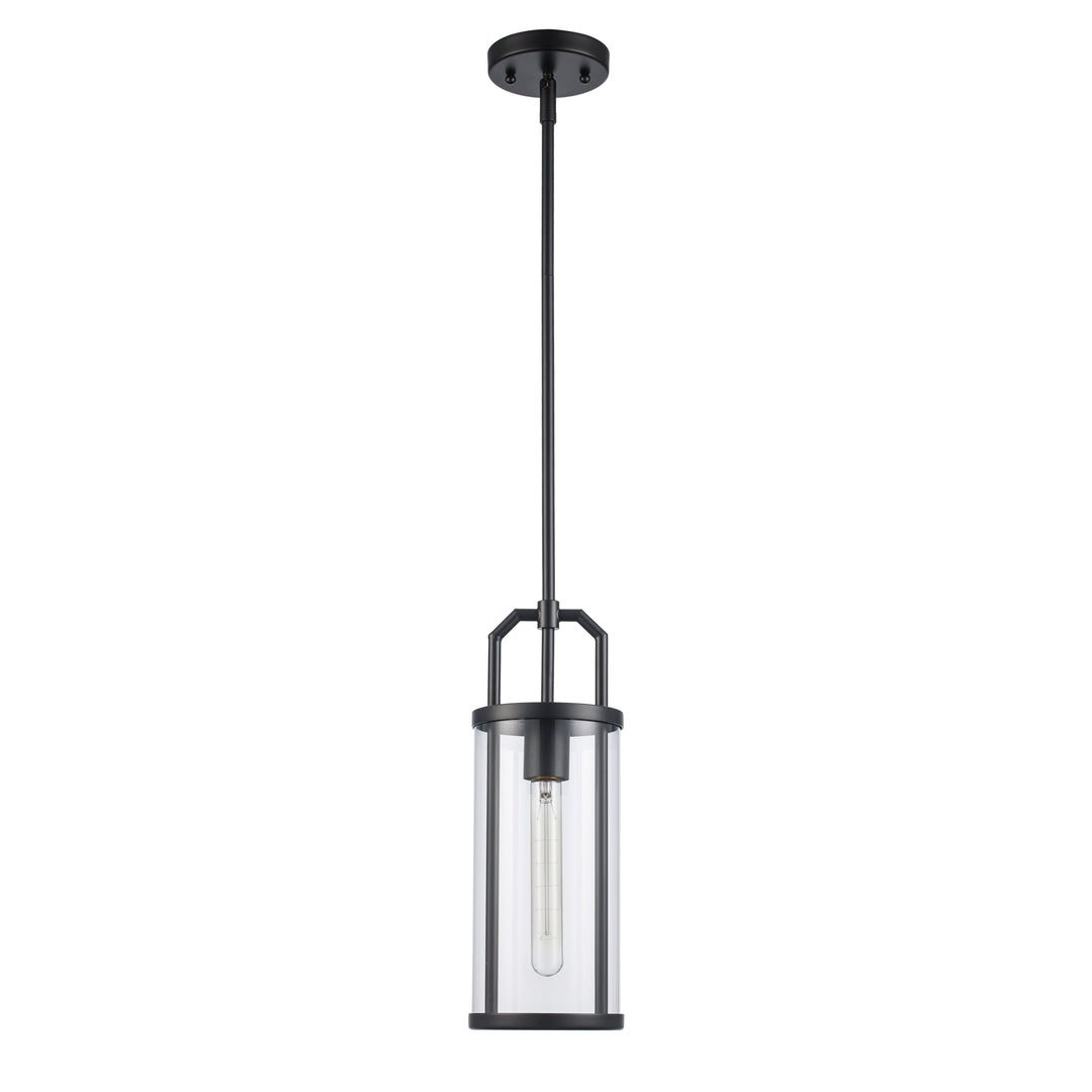 River 1-Light with Cylinder Glass Shade - Black