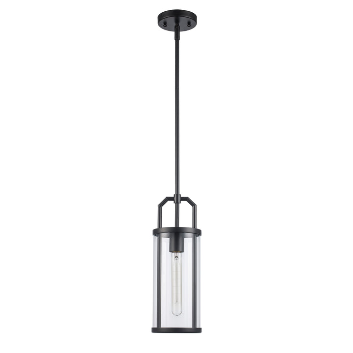 River 1-Light with Cylinder Glass Shade - Black