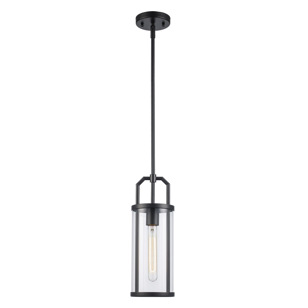 River 1-Light with Cylinder Glass Shade - Black