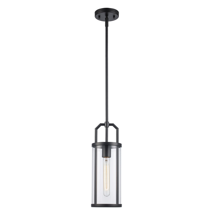 River 1-Light with Cylinder Glass Shade - Black