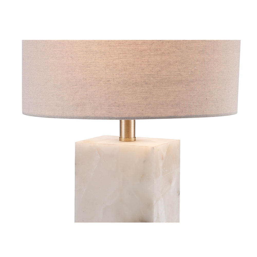 Romeria Stone Table Lamp with Fabric Shade - White | RTL-9232 WH