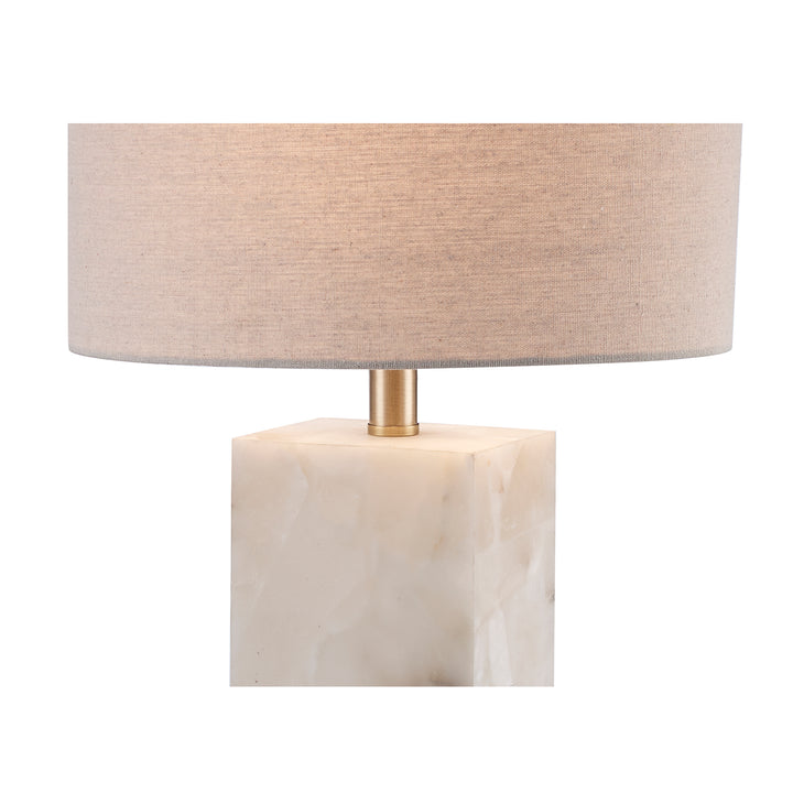 Romeria Stone Table Lamp with Fabric Shade - White | RTL-9232 WH