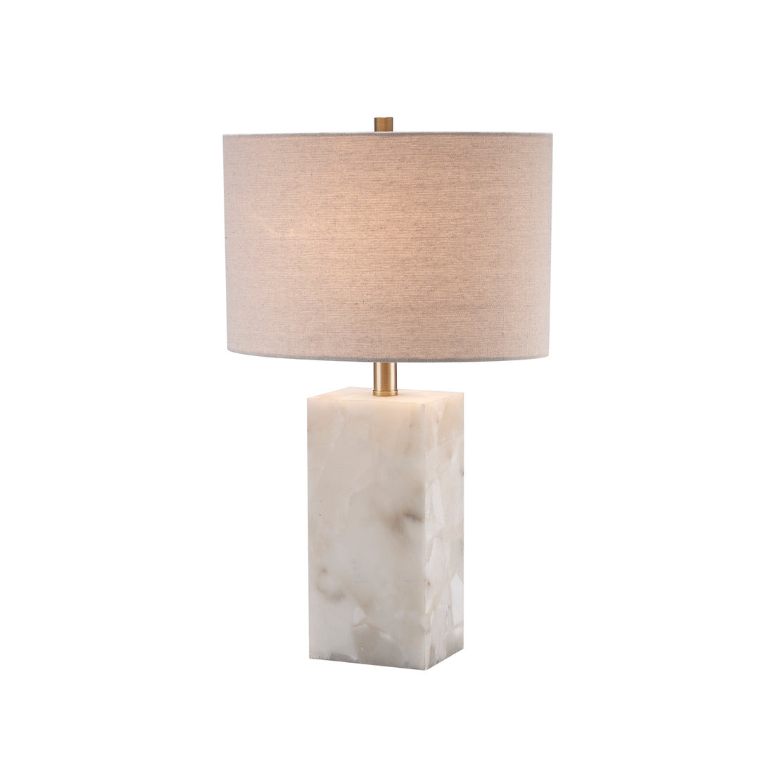 Romeria Stone Table Lamp with Fabric Shade - White | RTL-9232 WH