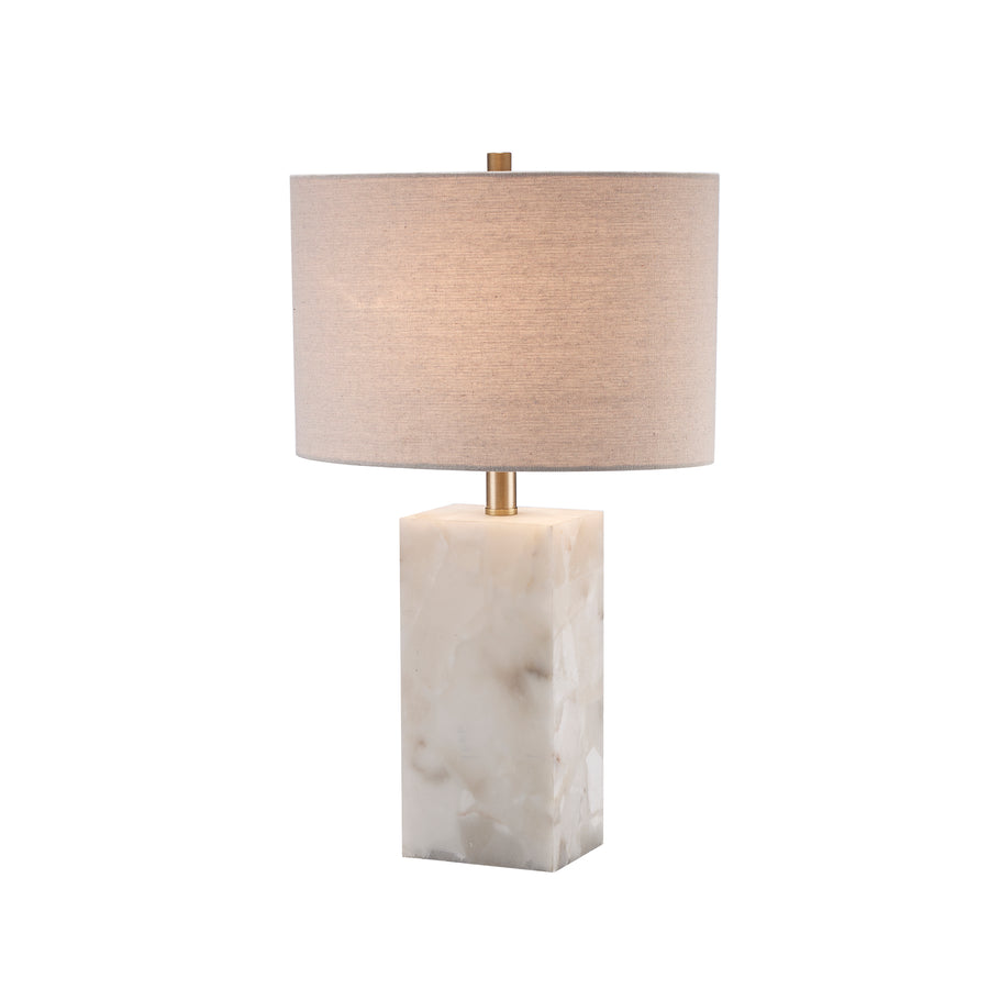 Romeria Stone Table Lamp with Fabric Shade - White | RTL-9232 WH