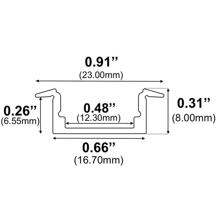 Alberko LED Channel - 1972ASL-B - Recessed, 8 ft - Black - Note: Shipping is not available for this product. "Pick up only".