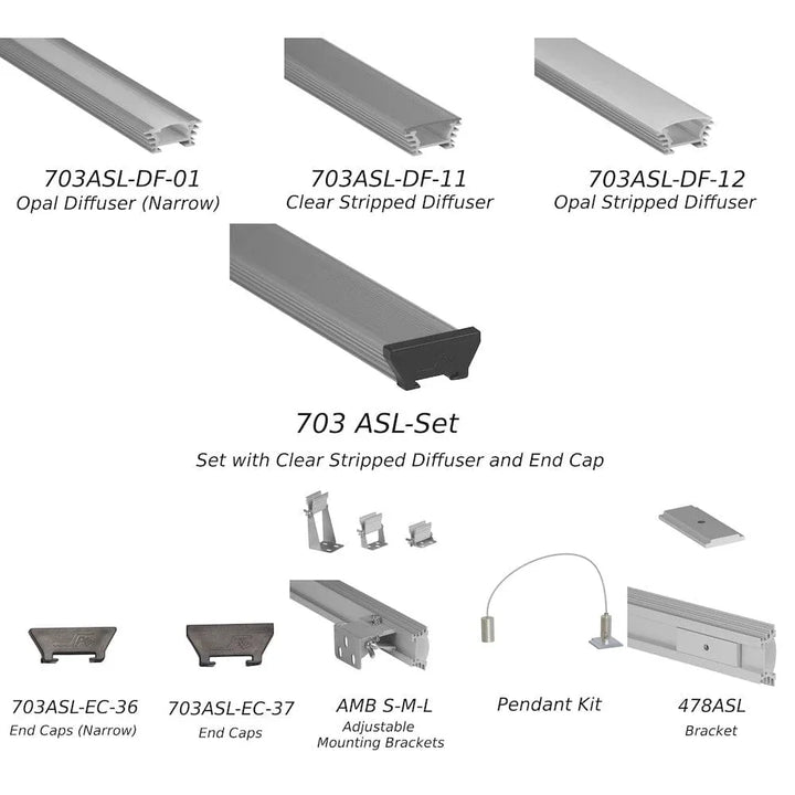 Alberko LED Channel - 703ASL - Surface, 4 ft - Silver