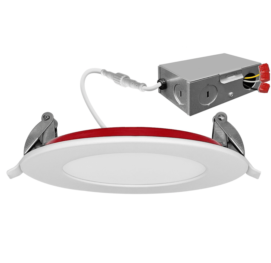 Envision LED 4" External J-Box Round Downlight: Slim-Line Fire Rated Round 5-CCT 12W - White