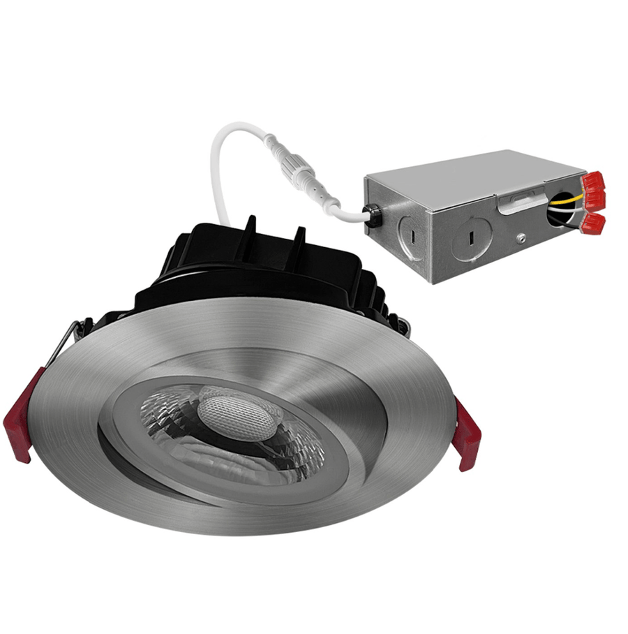 Envision LED 4" Gimbal Adjustable Downlight Canless, 5CCT Selectable, 12W - Brush Nickel