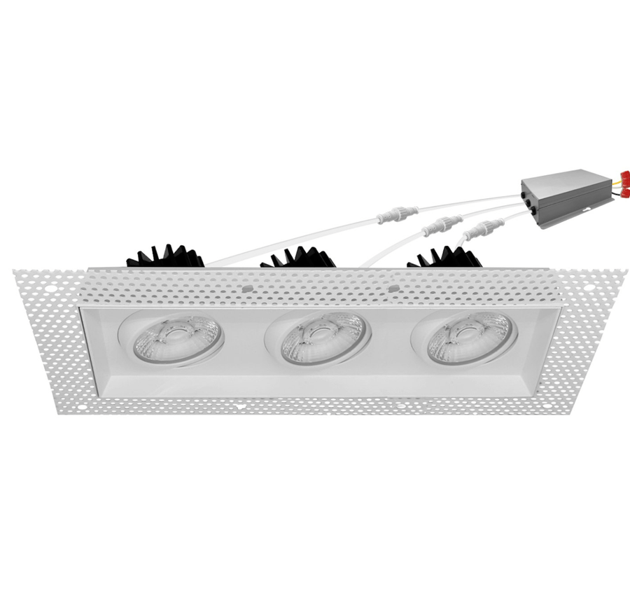 Envision LED 4" Multiple: Trimless Triple Head 5-CCT Selectable 45W - White