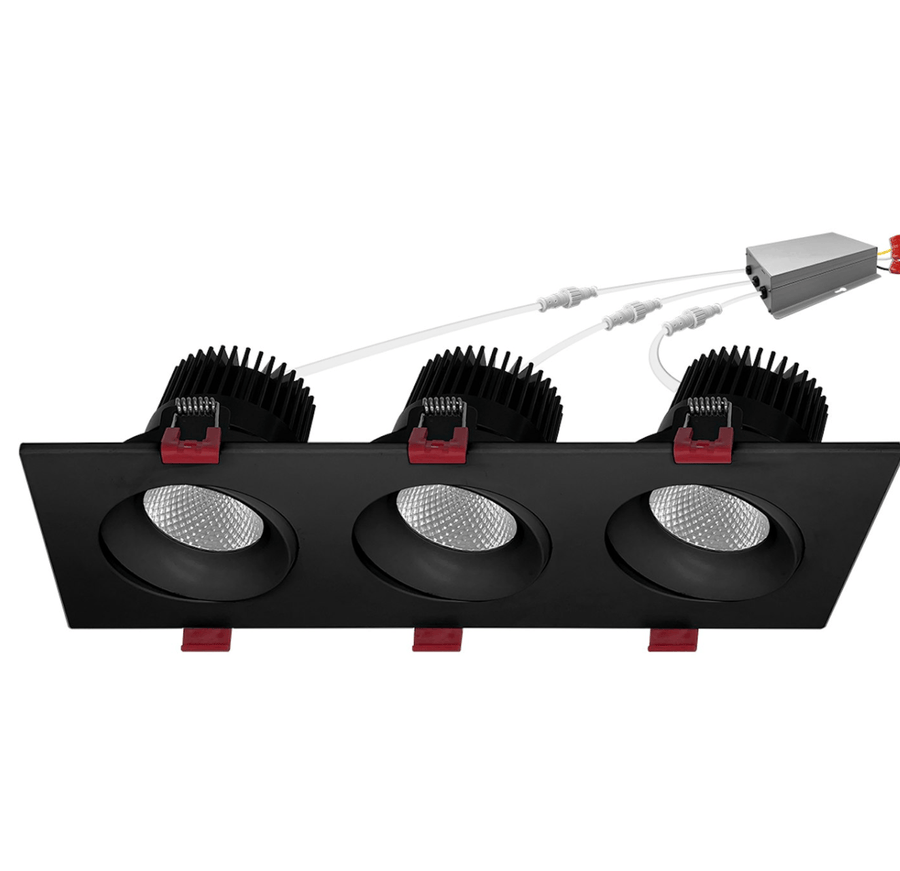 Envision LED 4" Multiple: Triple Head 5-CCT Selectable 45W - Black