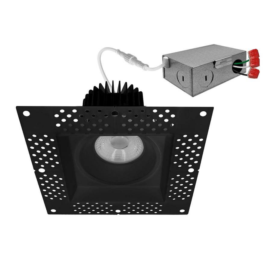 Envision LED 4" Square Downlight: Trimless-Line 5-CCT Selectable 15W - Black