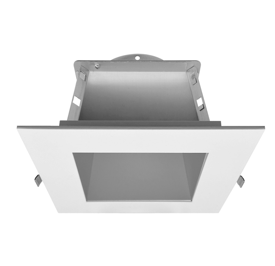 Envision LED 8" CADM: Clear-Spectacle Haze Reflector/White Trim Square