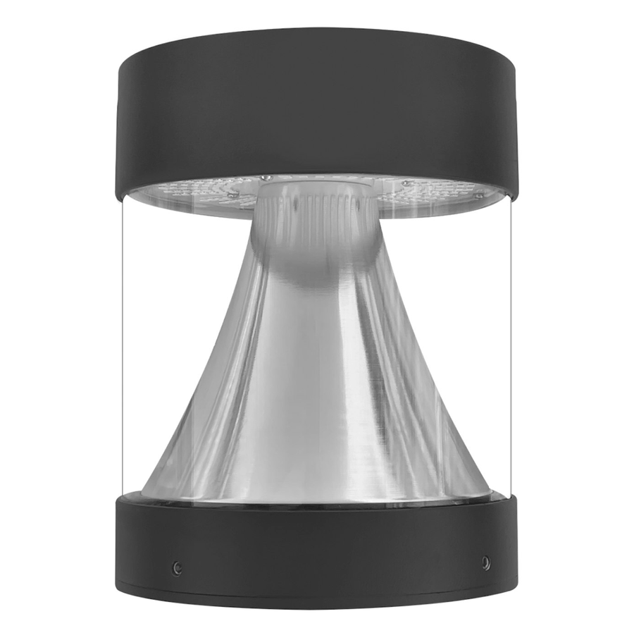 Envision LED Bollard Head: Round Cone Flat Top 5-CCT Selectable 22W/16W/12W - Black