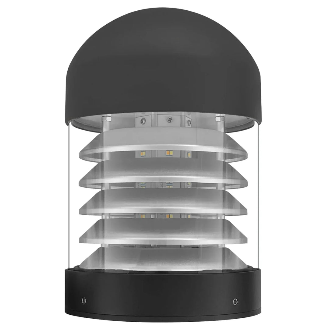 Envision LED Bollard Head: Round Louver Dome Top 5-CCT Selectable 22W/16W/12W - Black