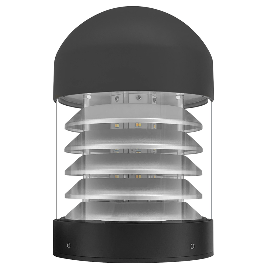 Envision LED Bollard Head: Round Louver Dome Top 5-CCT Selectable 22W/16W/12W - Black