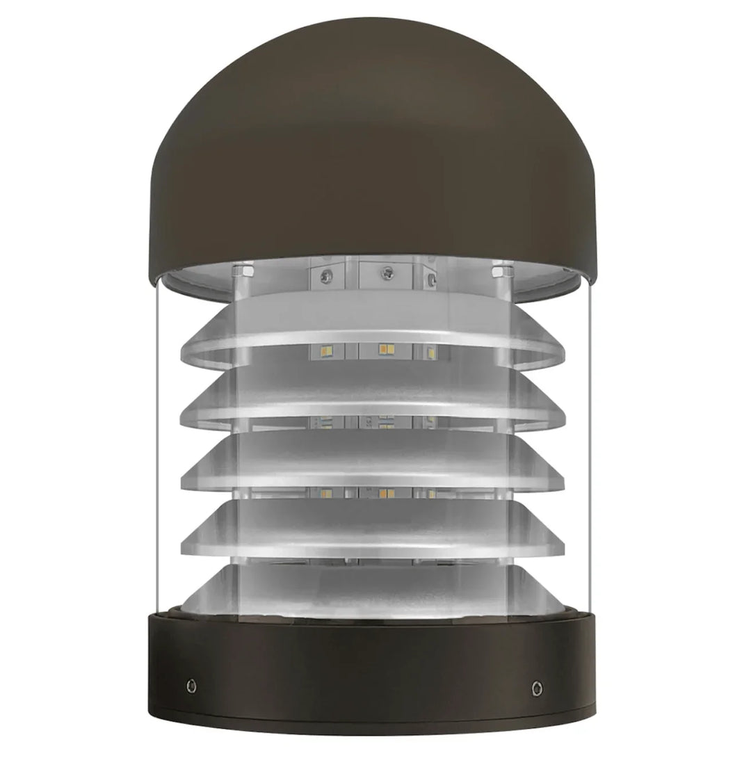 Envision LED Bollard Head: Round Louver Dome Top 5-CCT Selectable 22W/16W/12W - Bronze