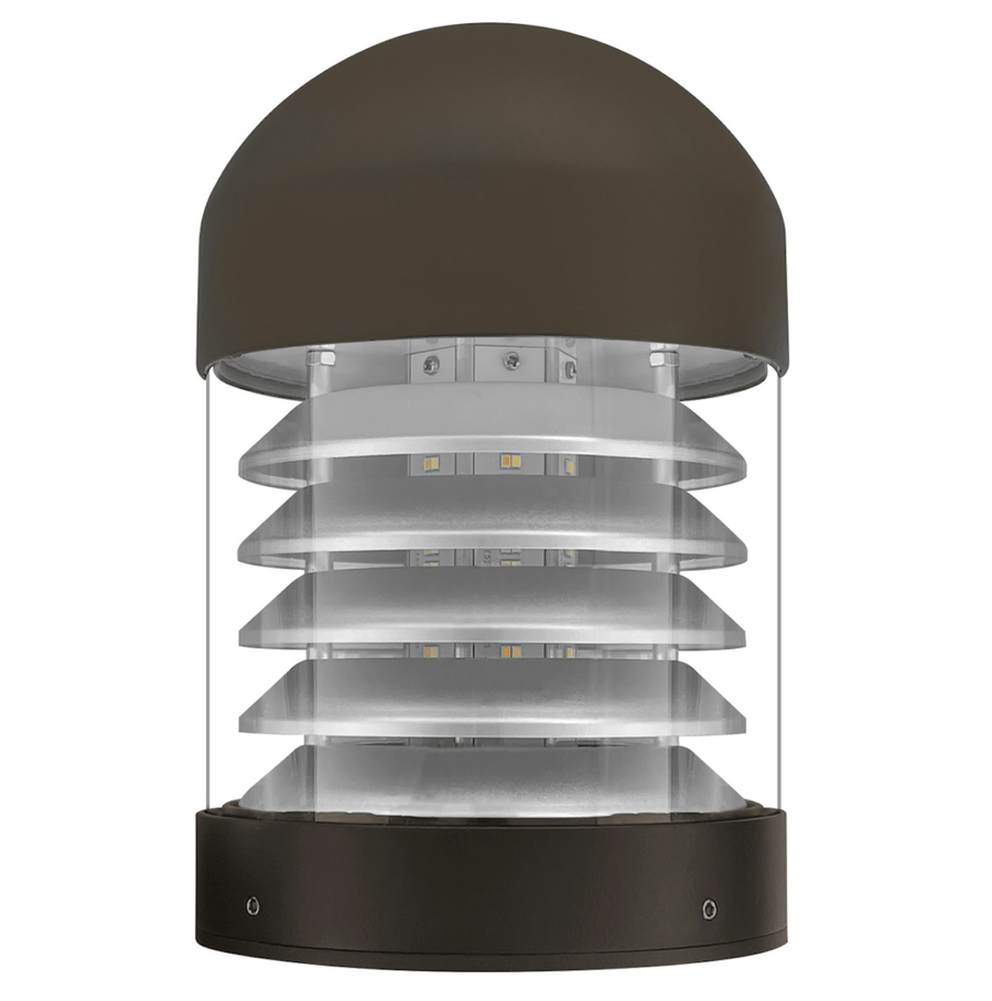 Envision LED Bollard Head: Round Louver Dome Top 5-CCT Selectable 22W/16W/12W - Bronze