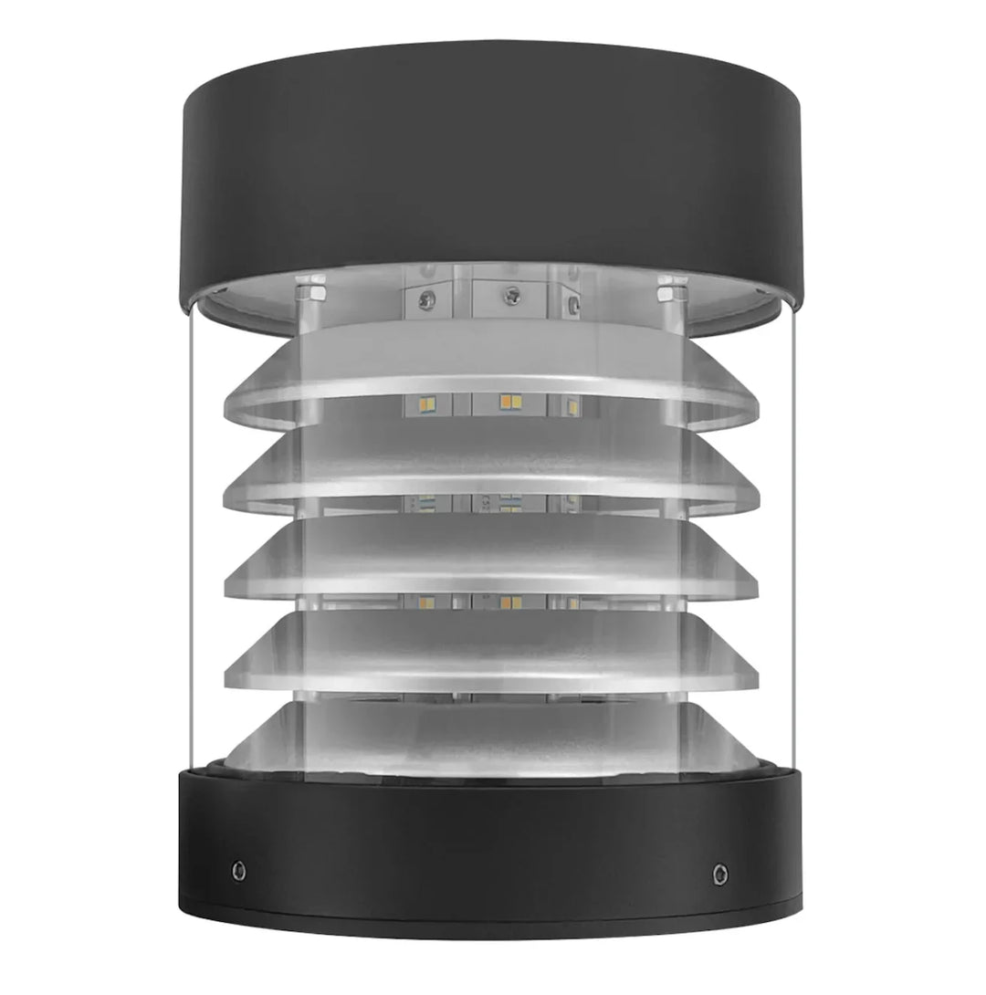 Envision LED Bollard Head: Round Louver Flat Top  5-CCT Selectable 22W/16W/12W - Bronze