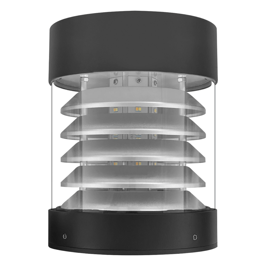 Envision LED Bollard Head: Round Louver Flat Top  5-CCT Selectable 22W/16W/12W - Bronze