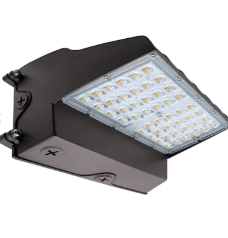 Envision LED Full-Cutoff Wall Pack: Flat-FC Line, 3-CCT & 5-Power Select w/ Photocell 60W/50W/40W/30W/20W - Bronze