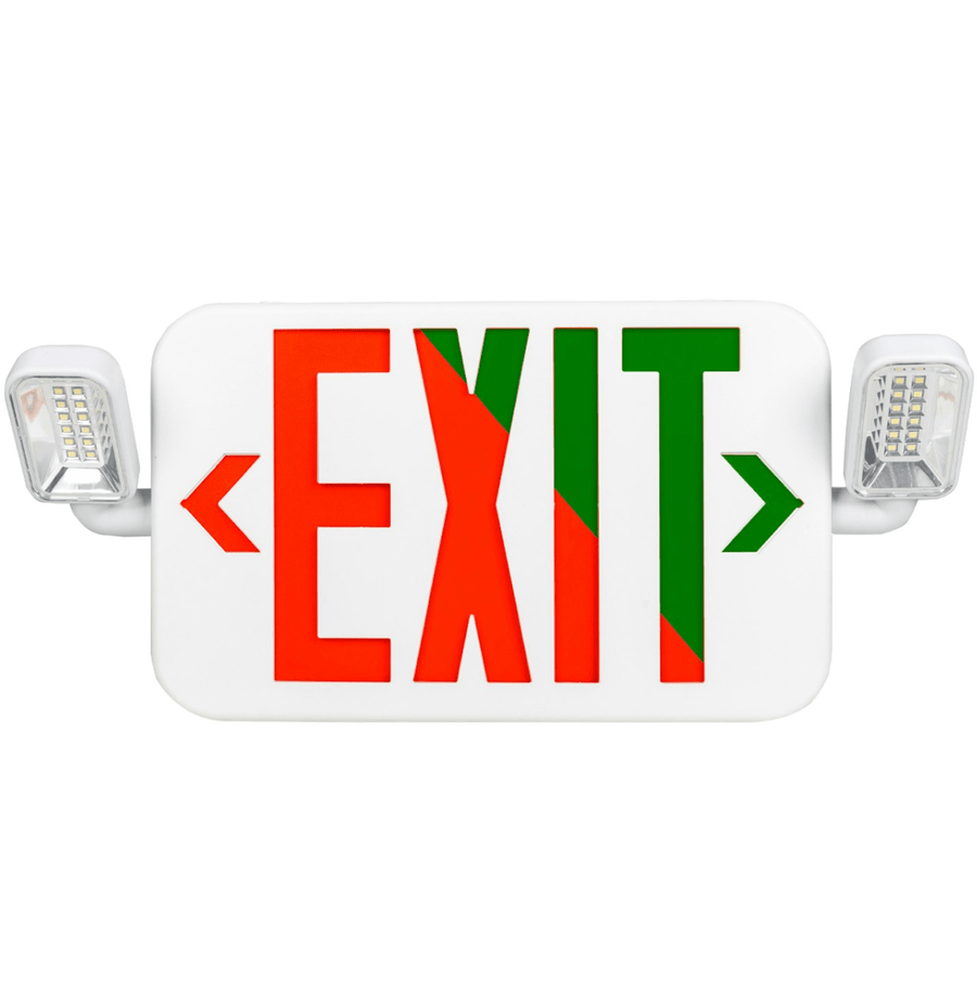 Envision LED LED Emergency Exit Sign GREEN Single or Double Sided w/ Bug Eye 4W - White
