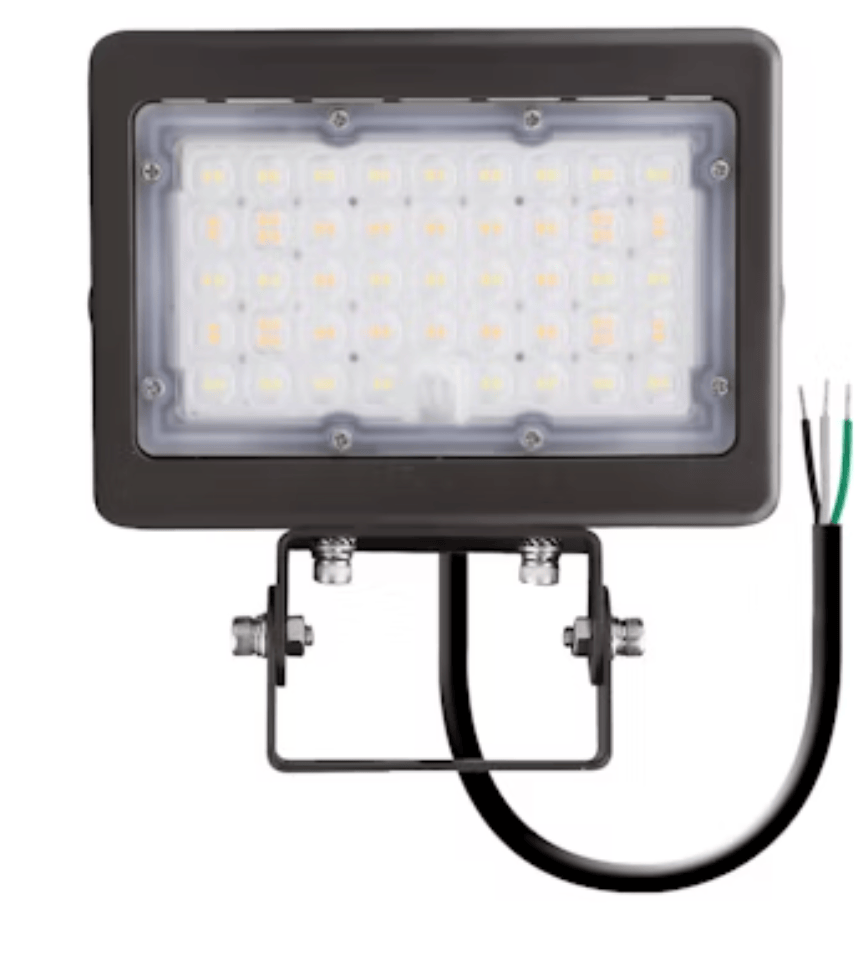 Envision LED Mini Area Flood Lights: M-Line, 3-CCT & Power Select w/ Photocell 50W/35W - Bronze