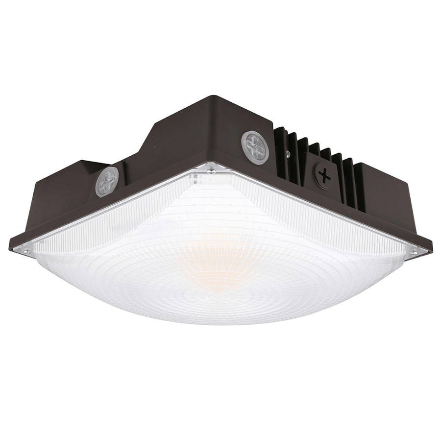 Envision LED Square Canopy Light: Slim-Line 3-CCT & 3-Power Select 60W/40W/25W - Bronze