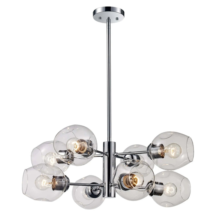 HINKLEY Clear 8LT Pendant XIA 8-Light, 8-Shade Glass and Metal Mid-Century Style Sputnik Chandelier