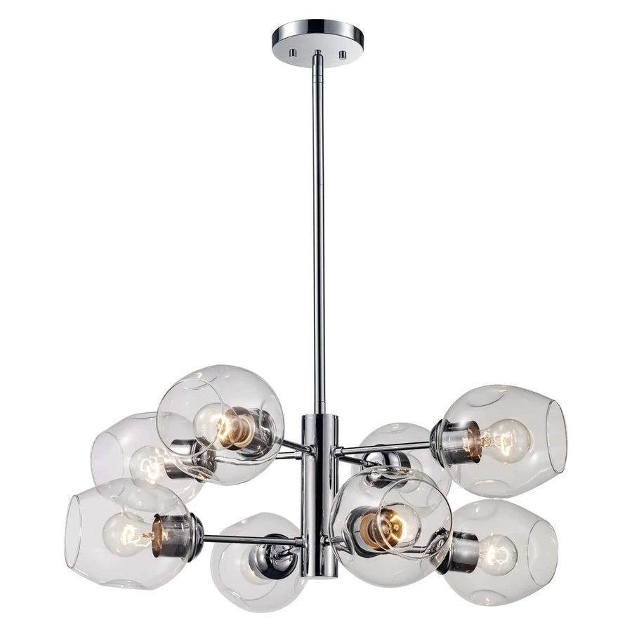 HINKLEY Clear 8LT Pendant XIA 8-Light, 8-Shade Glass and Metal Mid-Century Style Sputnik Chandelier