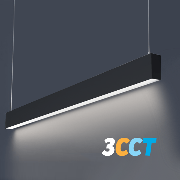 Lighting Spot 26 4' Selectable 3CCT Down Direct LED Linear Light - Black Finish