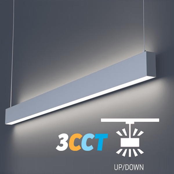 Lighting Spot 26 6' Selectable 3CCT Down Direct with UP LED Linear Light - White Finish