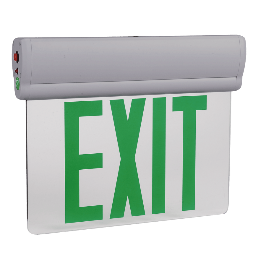 Lighting Spot 26 Single Face Edge-Lit LED Exit Sign - Green Letters with Gray Housing