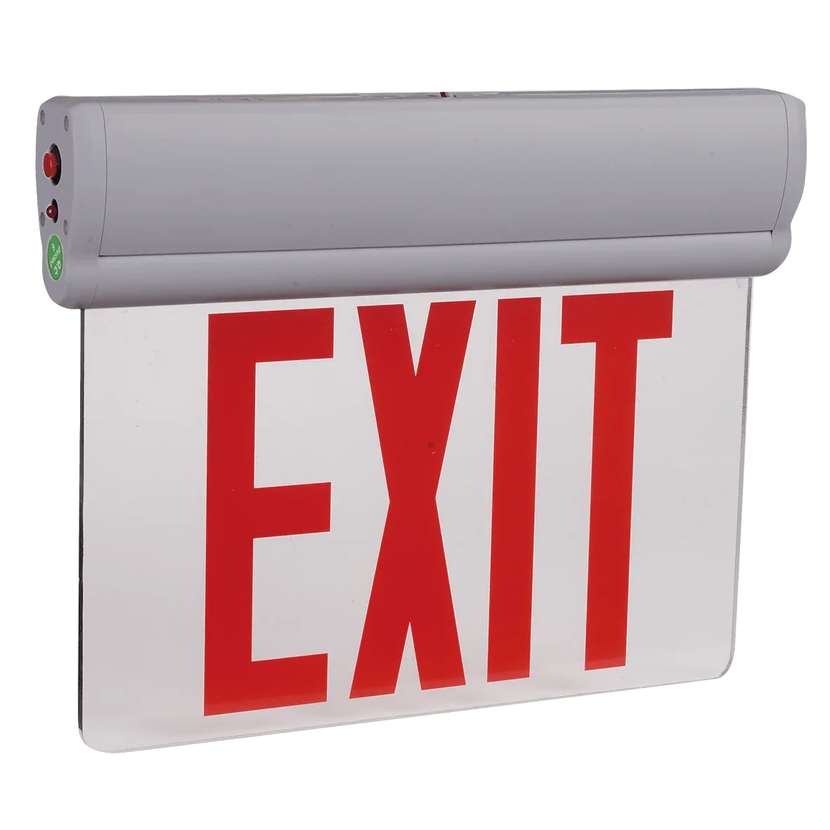 Single Face Edge-Lit LED Exit Sign - Red Letters with Gray Housing ...