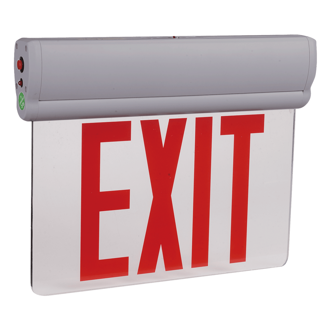 Lighting Spot 26 Single Face Edge-Lit LED Exit Sign - Red Letters with Gray Housing