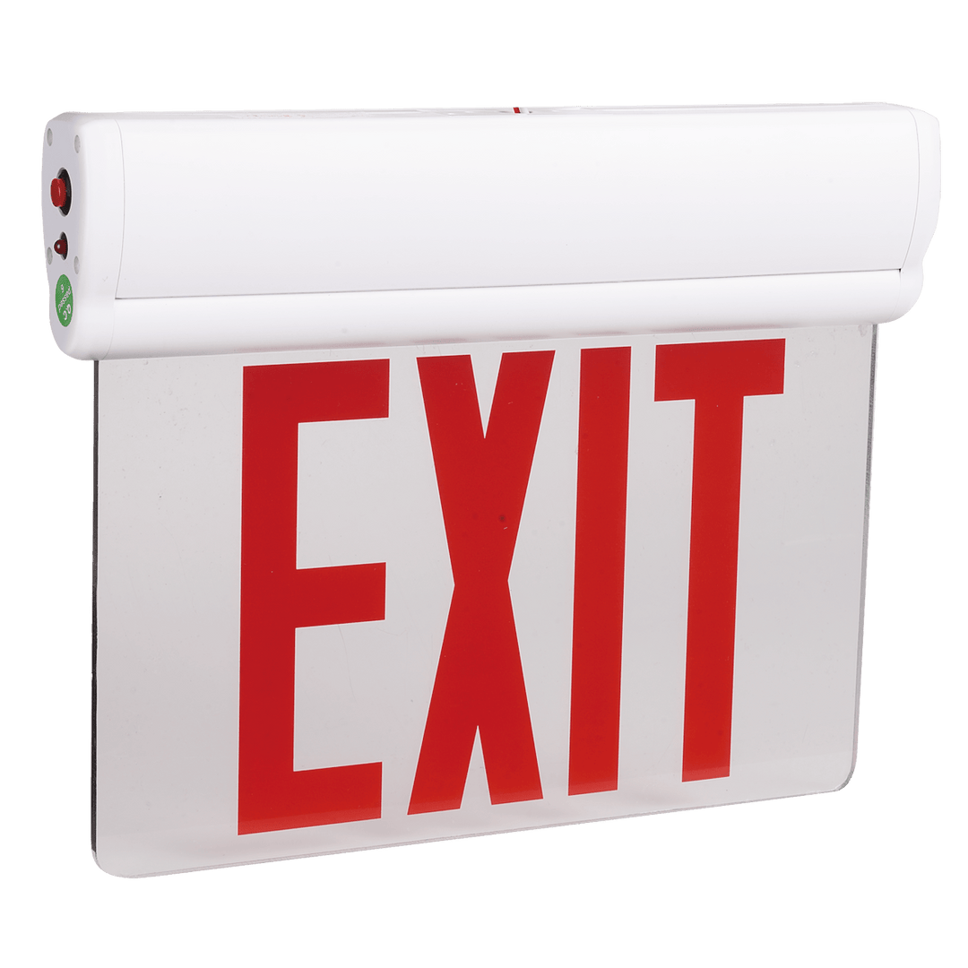 Lighting Spot 26 Single Face Edge-Lit LED Exit Sign - Red Letters with White Housing